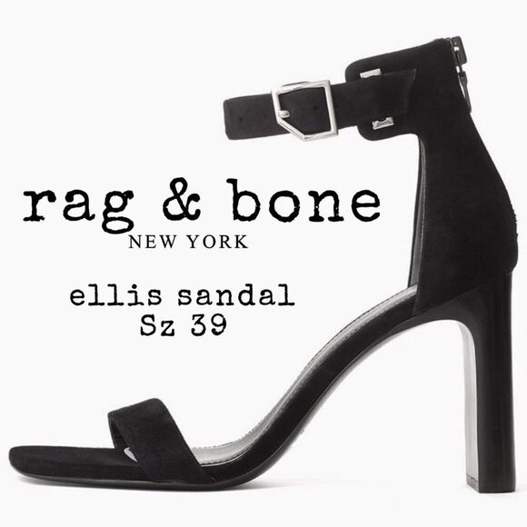 BNIB Rag & Bone Ellis Sandal In Black Suede Sz 39 - Picture 1 of 7